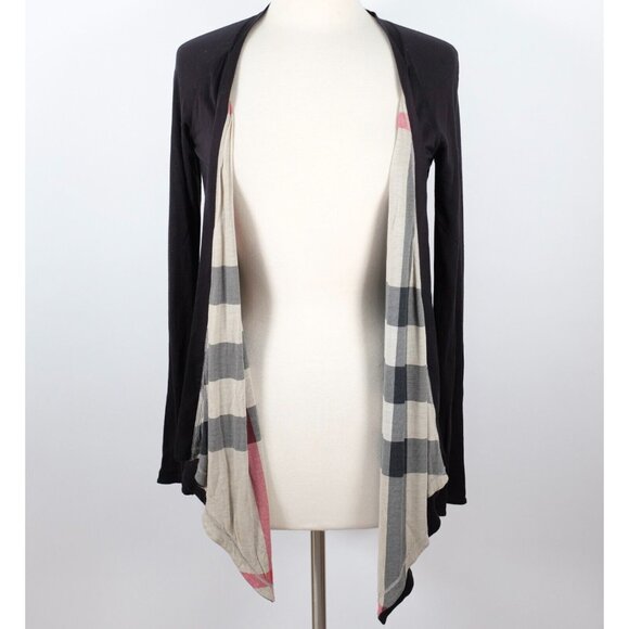 Burberry Brit sz XS cardigan black nova heritage check waterfall lining
